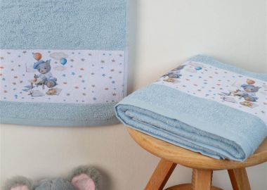 ΠΕΤΣΕΤΑ Με Ψηφιακή Εκτύπωση Σετ 2 τεμ bebe Painter 131 30X50,70X140 Σιελ 100% Cotton - Dimcol - 