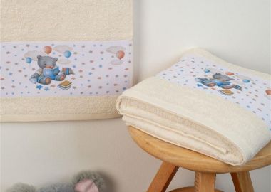 ΠΕΤΣΕΤΑ Με Ψηφιακή Εκτύπωση Σετ 2 τεμ bebe Studying Bear 39 30X50,70X140 Εκρού 100% Cotton Εκρού - Dimcol - 