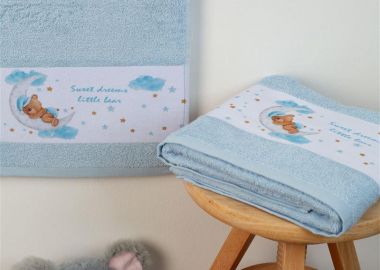 ΠΕΤΣΕΤΑ Με Ψηφιακή Εκτύπωση Σετ 2 τεμ bebe Sweet Dreams 551 30X50,70X140 Σιελ 100% Cotton - Dimcol - 