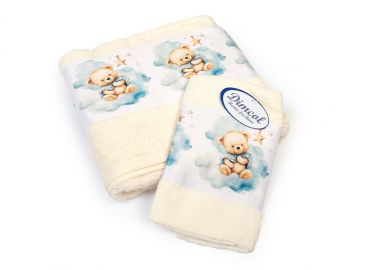 Πετσέτα Σετ 2 τεμ Με Ψηφιακή Εκτύπωση bebe Cute Bear 303 30X50,70X140 Ecru 100% Cotton - Dimcol - 