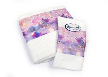 Πετσέτα Σετ 2 τεμ Με Ψηφιακή Εκτύπωση bebe Dreaming Unicorn 321 30X50,70X140 White 100% Cotton - Dimcol - 