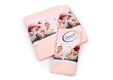 Πετσέτα Σετ 2 τεμ Με Ψηφιακή Εκτύπωση bebe Fairies 330 30X50,70X140 Pink 100% Cotton - Dimcol - 