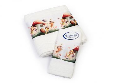 Πετσέτα Σετ 2 τεμ Με Ψηφιακή Εκτύπωση bebe Fairies 331 30X50,70X140 White 100% Cotton - Dimcol - 