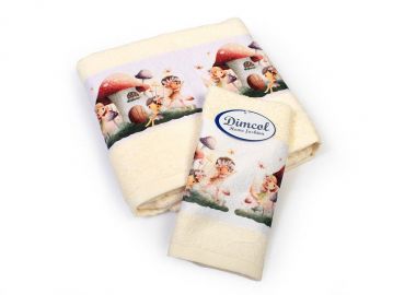 Πετσέτα Σετ 2 τεμ Με Ψηφιακή Εκτύπωση bebe Fairies 332 30X50,70X140 Ecru 100% Cotton - Dimcol - 