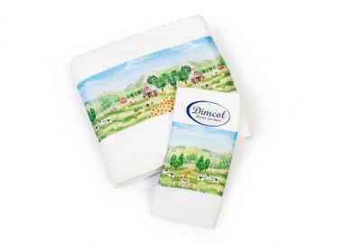 Πετσέτα Σετ 2 τεμ Με Ψηφιακή Εκτύπωση bebe Farm 340 30X50,70X140 White 100% Cotton - Dimcol - 