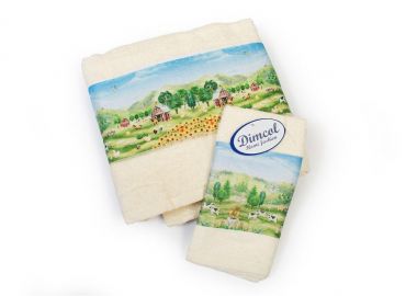 Πετσέτα Σετ 2 τεμ Με Ψηφιακή Εκτύπωση bebe Farm 341 30X50,70X140 Ecru 100% Cotton - Dimcol - 
