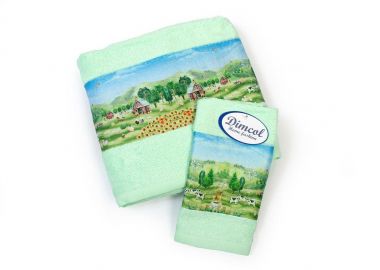 Πετσέτα Σετ 2 τεμ Με Ψηφιακή Εκτύπωση bebe Farm 342 30X50,70X140 Mint 100% Cotton - Dimcol - 