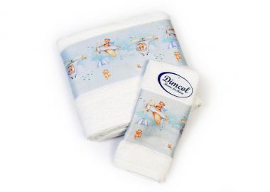 Πετσέτα Σετ 2 τεμ Με Ψηφιακή Εκτύπωση bebe Helicopter 306 30X50,70X140 White 100% Cotton - Dimcol - 