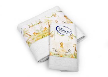 Πετσέτα Σετ 2 τεμ Με Ψηφιακή Εκτύπωση bebe Jungle 350 30X50,70X140 White 100% Cotton - Dimcol - 