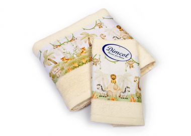 Πετσέτα Σετ 2 τεμ Με Ψηφιακή Εκτύπωση bebe Jungle 351 30X50,70X140 Ecru 100% Cotton - Dimcol - 