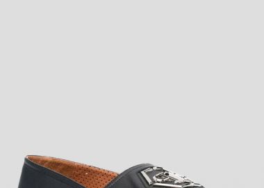 PHILIPP PLEIN Ανδρικό Μαύρο Logo-Plaque Leather Espadrilles - PHILIPP PLEIN - 