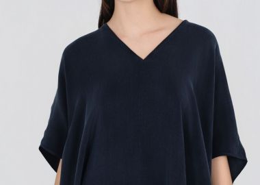 Philosophy Cupro Oversized Blouse BL12051 Σκούρο Μπλέ - Philosophy - 