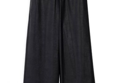 Philosophy Leather Wide Leg Pants TR44545 Μαύρο - Philosophy - 