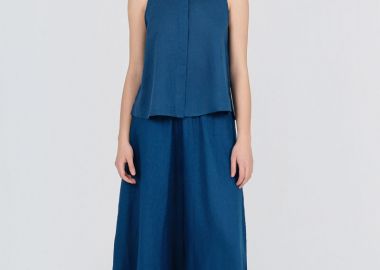 Philosophy Linen Jupe Culotte TR44589 Μπλέ - Philosophy - 