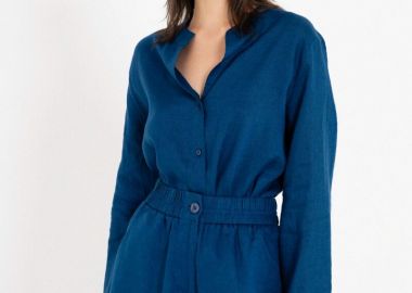 Philosophy Linen Shorts TR44520 Μπλέ - Philosophy - 