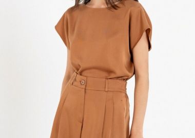 Philosophy Lyocell Pleated Shorts TR44585 Κάμελ - Philosophy - 