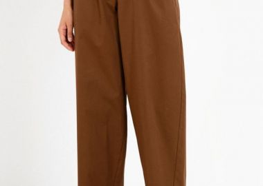 Philosophy Poplin Barrel Pants TR44510 Κάμελ - Philosophy - 