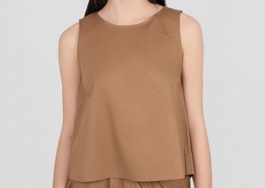 Philosophy Poplin Cropped Top BL11923 Κάμελ - Philosophy - 