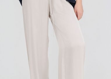 Philosophy Satin Fine Ecovero Wide-Leg Pants TR44402 Γκρι Μπεζ - Philosophy - 