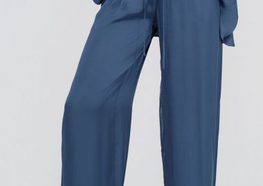 Philosophy Satin Fine Ecovero Wide-Leg Pants TR44402 Μπλέ - Philosophy - 