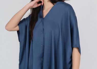 Philosophy Satin Oversized Shirt SH77277 Σκούρο Μπλέ - Philosophy - 