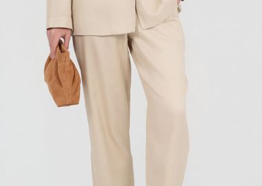 Philosophy Twill Linen Regular Pants TR44593 Μπέζ - Philosophy - 