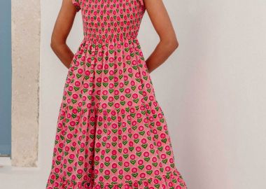 Pink City Prints γυναικείο maxi φόρεμα 