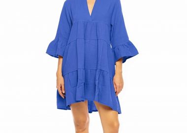 Pink Label γυναικείο φόρεμα παραλίας μονόχρωμο - BN-320 Μπλε Ηλεκτρίκ - PINK LABEL - 