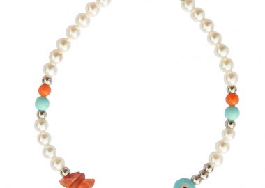 PL Ατσάλινο βραχιόλι μαργαριτάρια shell pearls με ματάκι - Polaris - 