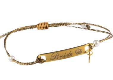 PL Χρυσό βραχιόλι μπάτσελορ ταυτότητα ατσάλι πέρλες - Polaris - 