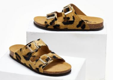 Plakton Σανδάλια με συνθετικό ponyskin - 180010 (AFRICA) - Animal print - Plakton - 