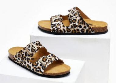 Plakton Σανδάλια με συνθετικό ponyskin - 180010 (AFRICA) - Leopard - Plakton - 