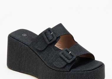 Πλατφόρμες εξώφτερνες με ρυθμιζόμενα ζωνάκια - Μαύρο - Issue - 