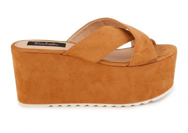 Πλατφόρμες κάμελ σουέτ χιαστή ΚΑΜΕΛ - Tsoukalas - 