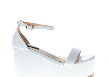 Πλατφόρμες λευκές δερματίνη με λουράκι ΛΕΥΚΟ - Tsoukalas - 