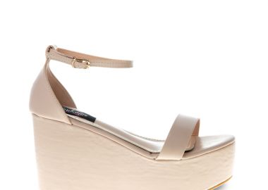 Πλατφόρμες μπεζ δερματίνη με λουράκι ΜΠΕΖ - Tsoukalas - 