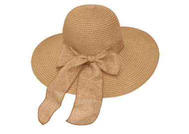 Πλατύγυρο καπέλο με λινή κορδέλα - STAMION - 