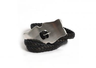 Πλεκτή δερμάτινη ζώνη με statement αγκράφα - MAT FASHION - 