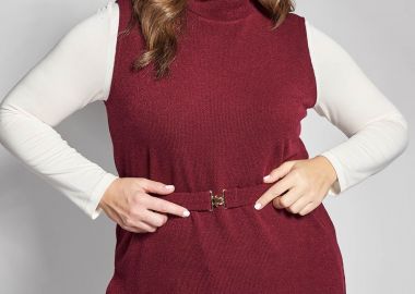 Πλεκτή καζάκα με ζωνάκι -  - 