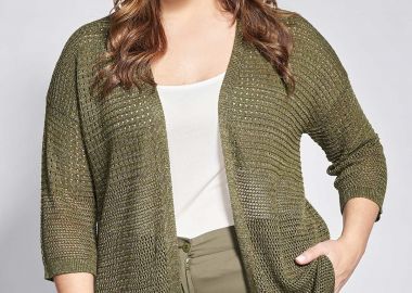 Πλεκτή λούρεξ ζακέτα χωρίς κούμπωμα -  - 