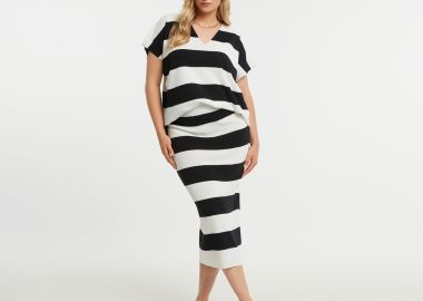 Πλεκτή midi φούστα με ρίγες - MAT FASHION - 