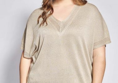 Πλεκτή μπλούζα lurex με συνδυασμό πλέξης -  - 