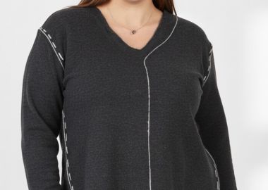 Πλεκτή μπλούζα με φυτιλακια σε ανθρακι χρώμα -  - 