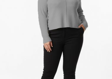 Πλεκτή μπλούζα με φυτιλακια σε γκρι χρώμα -  - 