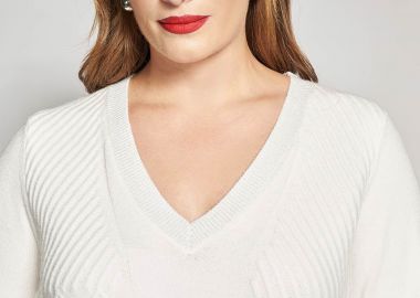 Πλεκτή μπλούζα με lurex και σχέδιο πλεξούδα -  - 