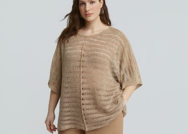 Πλεκτή μπλούζα με ριγέ πλέξη - MAT FASHION - 