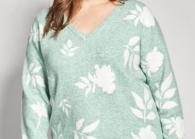 Πλεκτή μπλούζα με σχέδιο λουλούδια -  - 