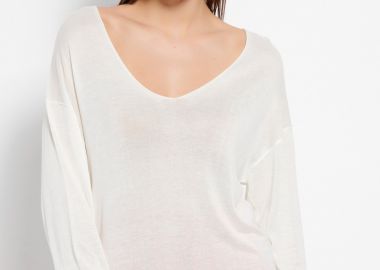 Πλεκτή μπλούζα με V λαιμόκοψη - FUNKY BUDDHA - 