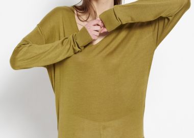 Πλεκτή μπλούζα με V λαιμόκοψη - FUNKY BUDDHA - 