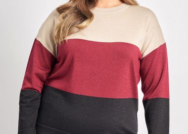 Πλεκτή μπλούζα ριγέ με lurex -  - 